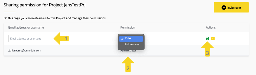 Honeycomb sharing data: invite user with View Only or Full Access mode